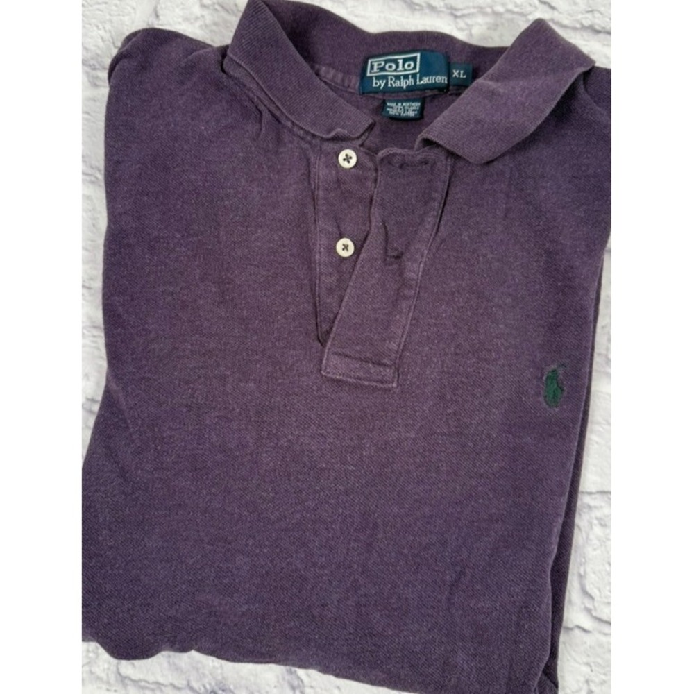 Polo Ralph Lauren Men's Vtg Polo Shirt Pique Fabric Sz XL‎ Purple Short Sleeve